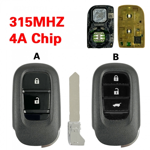 CN003167  New car key Fit For XRV CRV HRV FIT ZRV VEZEL 315MHZ 4A Keyless Keyless Smart Remote Car key 72147-3M0-J01