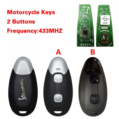 MK0255 for Piaggio Vespa Keyless Remote 4A AES 433MHz 1D004008 Silver