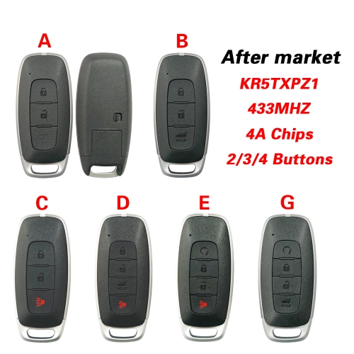 CN027130 Aftermarket 2/3/4 Buttons KR5TXPZ1 For Nissan 2022+ Smart Key Remote 433.92MHz HITAG AES ID4A Chip