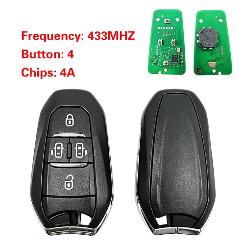 CN009074 4 Buttons Smart Remote Car Key Fob 4A Chip for Peugeot Citroen Fiat Opel