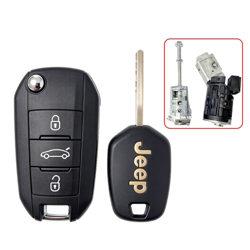 CN086067 3-Button Flip Remote Key Fob With Circuit Board Chip For Jeep 433mhz 4A Chip