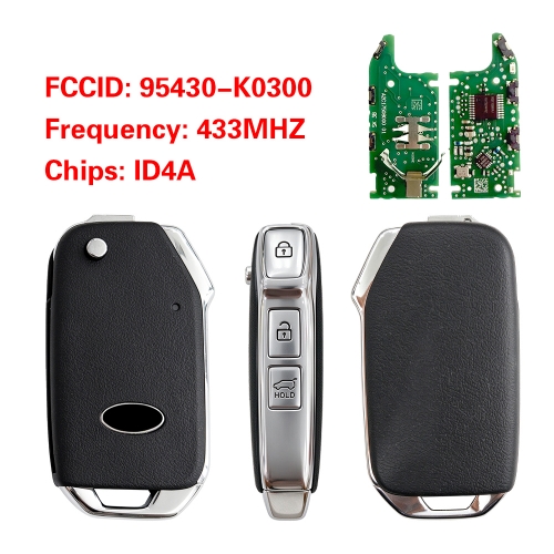 CN051421 95430-K0300 3 Buttons Flip Key Fob Remote For Kia ID4A Chip 433MHz