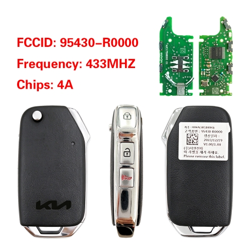 CN051440 95430-R0000 3 Buttons Flip Key Fob Remote For Kia 4A Chip 433MHz