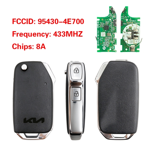 CN051446 95430-4E700 2 Buttons Flip Key Fob Remote For Kia 8A Chip 433MHz
