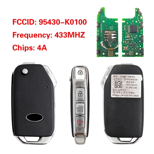 CN051422 95430-K0100 4 Buttons Flip Key Fob Remote For Kia 4A Chip 433MHz
