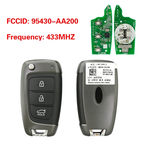 CN020570 OEM 3-Button Smart Remote Key for Hyundai Elantra 433MHz 95430-AA200