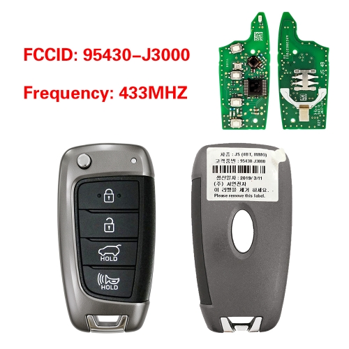 CN020556 OEM 4-Button Smart Remote Key for Hyundai Veloster 2019–2021 433MHz 95430-J3000