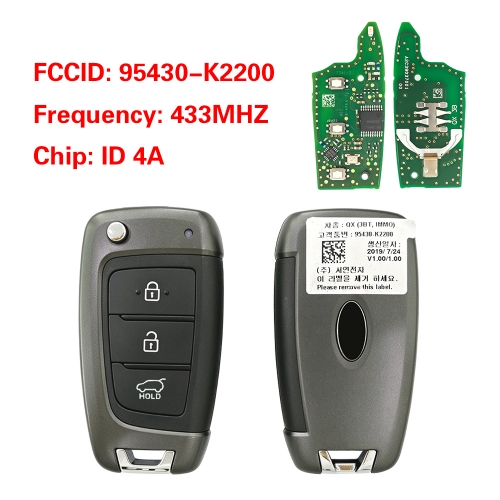 CN020572 OEM 3-Button Smart Remote Key for Hyundai Venue 2020–2022 4A Chip 433MHz 95430-K2200