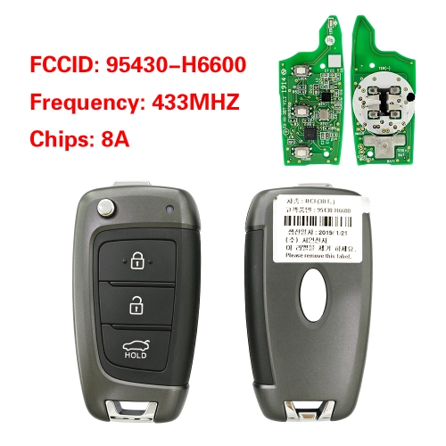 CN020550 OEM 3-Button Smart Remote Key for Hyundai Accent 2018 8A Chip 433MHz 95430-H6600