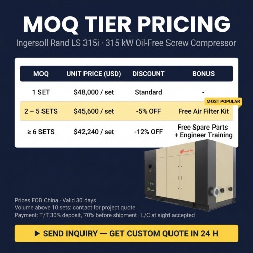Ingersoll Rand Ls315I Low Pressure Oil-Free Rotary Screw Air Compressor