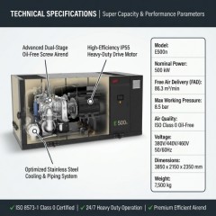Ingersoll Rand E500n 500kw 670HP ISO 8573-1 Class 0 Certified Oil-Free Rotary Screw Air Compressor