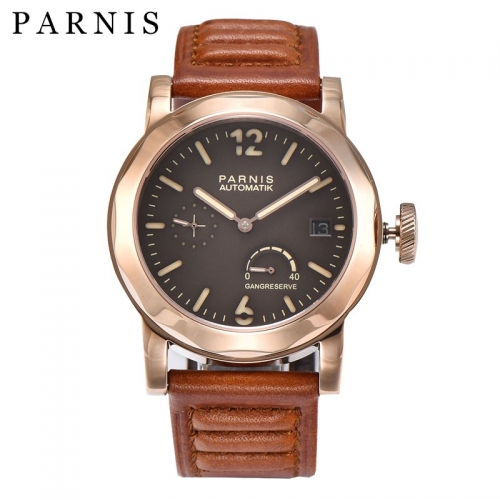 44mm Parnis Power Reverse Automatic Movement Men's Watch Sapphire Luminous Mark