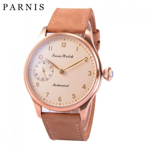 44mm Parnis Hand Winding Movement Men's Mechanical Watch Small Second Best Gift