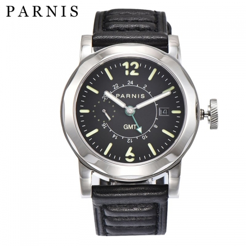 44mm Parnis Automatic GMT Men Watch Sapphire Crystal Luminous Marker Date Show
