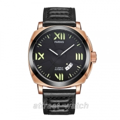 Rose Gold Case, Black Dial, Black Strap