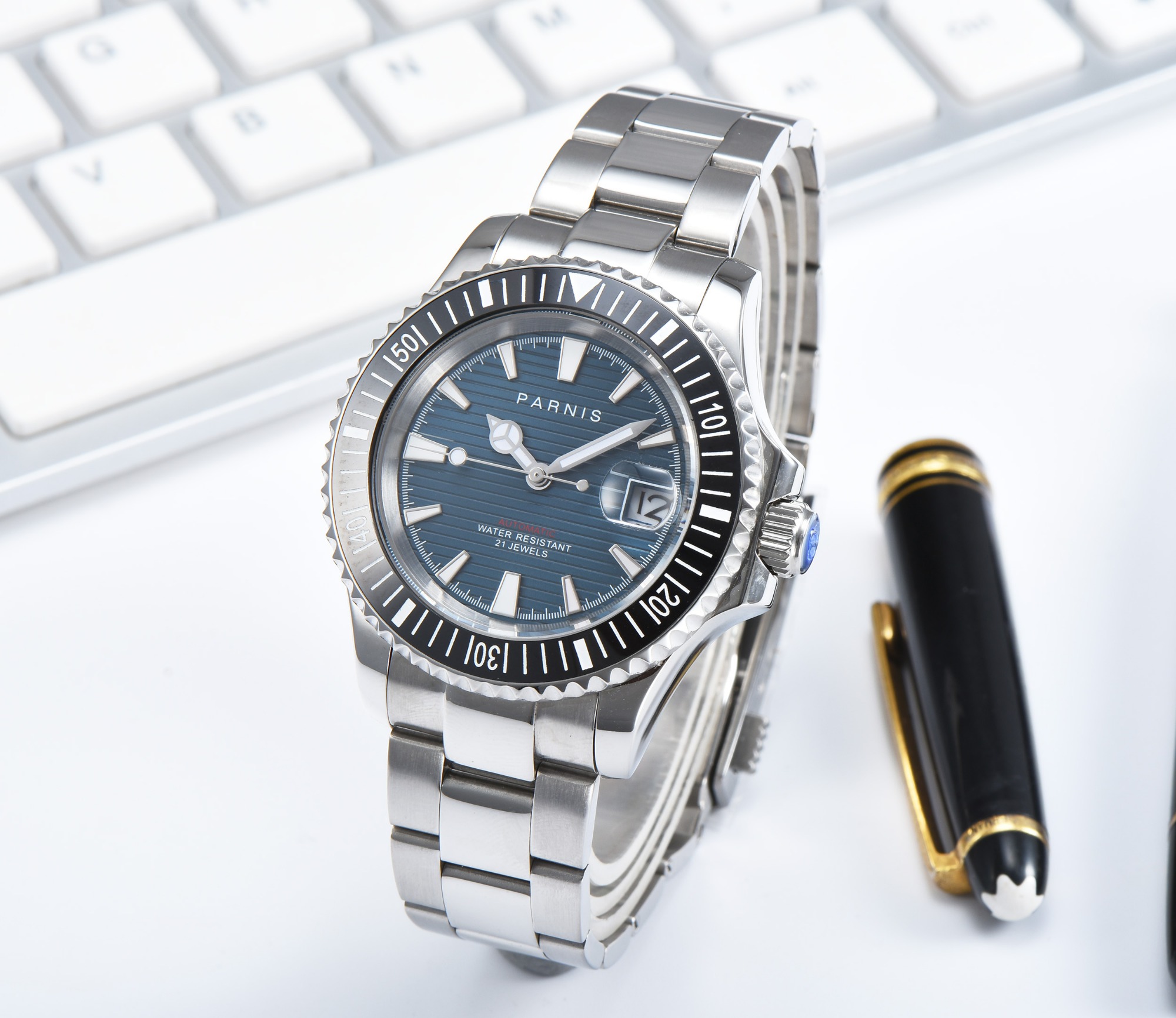 Parnis Automatic Mechanical Watches Men Diver Wristwatch 21 Jewel Miyota 8215 Automatic Movement Sapphire Crystal PA6079