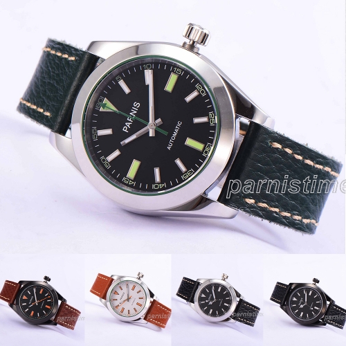 40mm Parnis Miyota Automatic Men's Mechanical Watch Sapphire Glass Leather Strap
