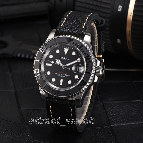 Parnis Sapphire Miyota Automatic Men Casual Watch Rotating Bezel Luminous Marker