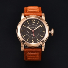 Rose Gold Case, Brown Leather Strap