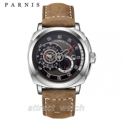 Stainless Steel Case, Brown Strap