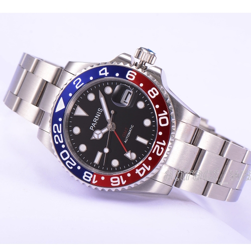 40mm Parnis Sapphire GMT Automatic Movement Men's Boy Watch Luminous Marker Date