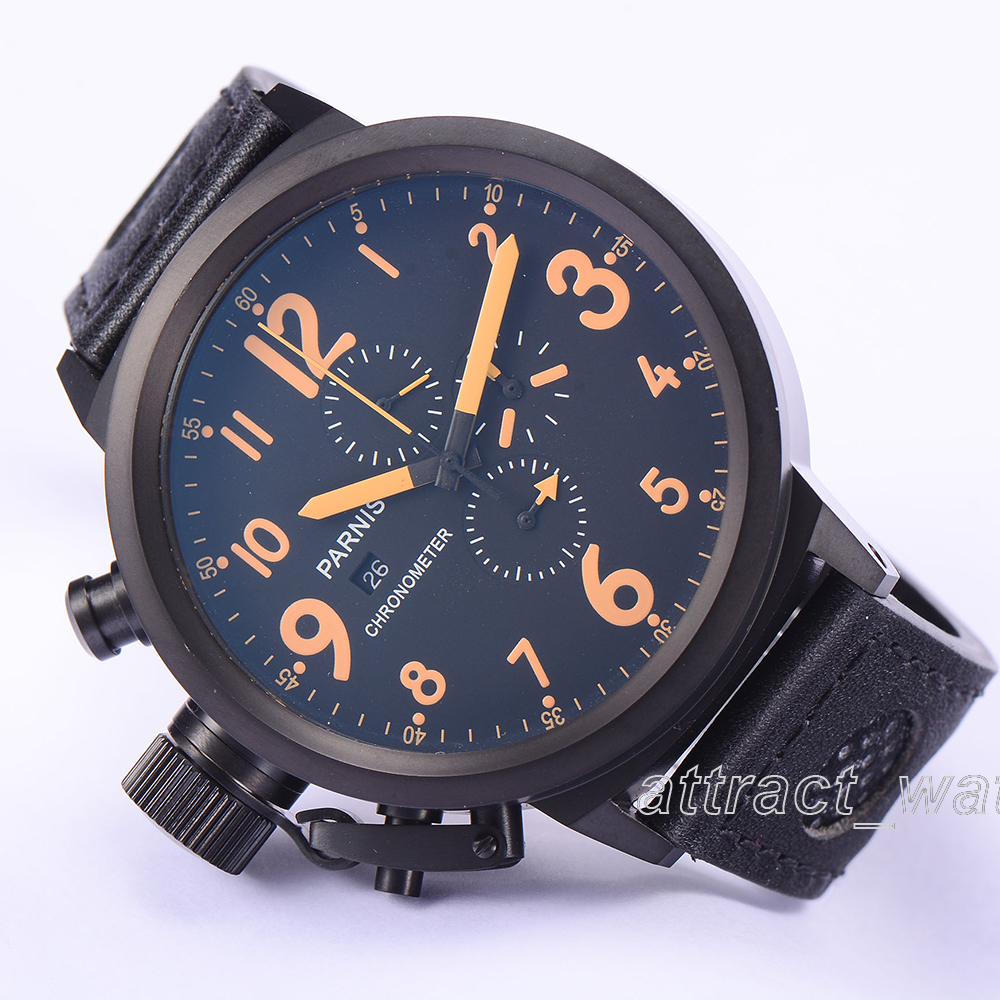 50mm Parnis Russian Military Men Chronograph Watch 0S10 Quartz