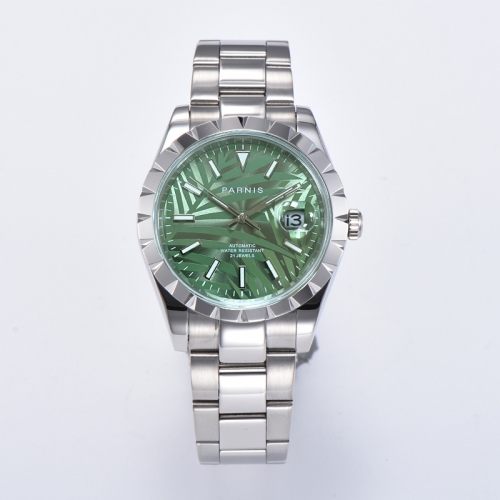 39.5mm Panirs 新しいデザインのエレガントなグリーンベゼル自動メンズ腕時計