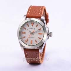 Stainless Steel Case, Brown Strap