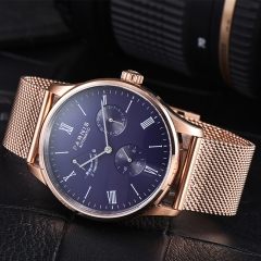 Blue Dial,Rode Gold Stainless Bracelet