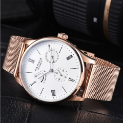 White Dial,Rode Gold Stainless Bracelet