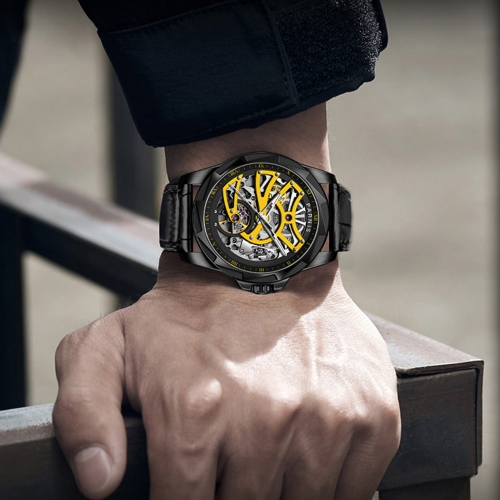 43mm Parnis Nouvelle montre-bracelet mécanique automatique Seagull en cristal de saphir avec cadran évidé