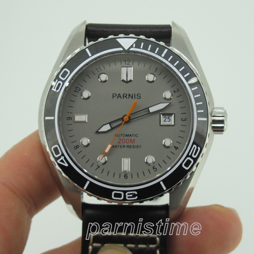 42mm Parnis Relógio masculino masculino com marca luminosa de safira cristal safira 21 joias automático