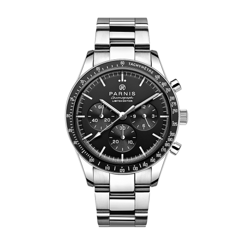40mm Parnis Men Sport Chronograph Watch Quartz Movement Wristwatch 24-hours Dial