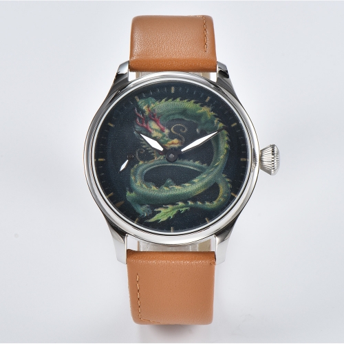 44mm Parnis Hand Winding Mens Classic Dragon Dial Wrist Watch