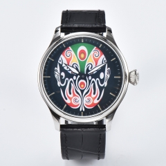 44mm Parnis Hand Winding Mens Classic Traditional Chinese Opera Score Dial Wrist Watch