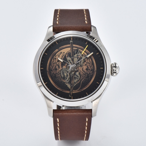 42mm Parnis Automatic Movement Men's Casual Wristwatch Sapphire Crystal Dragon Dial