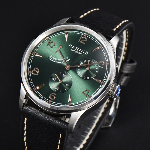 41.5mm Parnis Automatic Movement Men's Boys Guy Casual Wristwatch Leather Strap