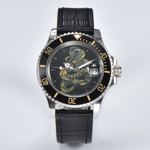 40mm Parnis Mechanical Watches Fashion Automatic Watch Men Custom Dial Rotating Bezel