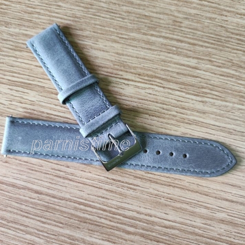 22mm Width Gray Leather Watch Strap Men's Original Wristwatch Leather Band with Clasp