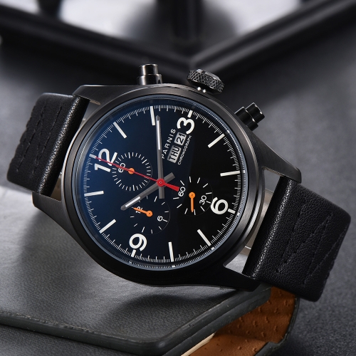 42 mm Parnisクロノグラフ腕時計Quartz日本OS 00腕時計男性ステンレスケース腕時計