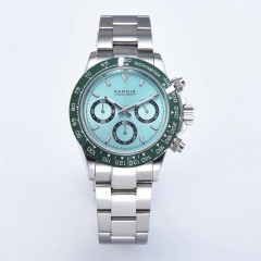39mm Parnis Men Sport Chronograph Watch Quartz Movement Wristwatch 24-hours Dial