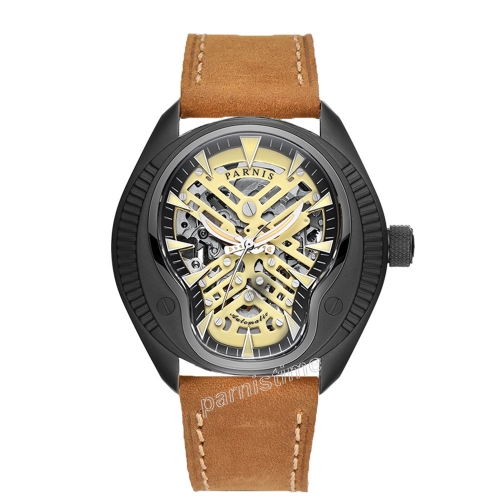 43mm Parnis Skull Skeleton Luminous Dial Mechanical Automatic Men's Wrist Watch