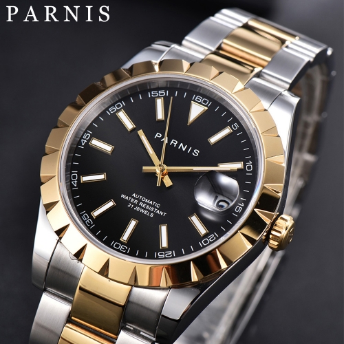 Parnis 39.5mm  ミヨタ自動巻きメンズ腕時計ステンレスブレスレットルミナスマーカー