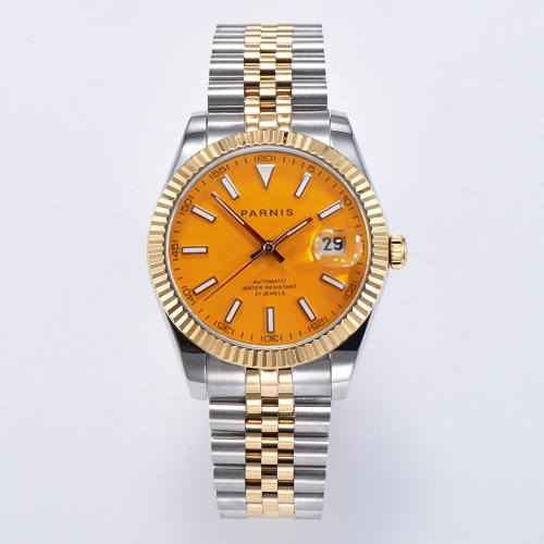 39.5mm Parnis Stereosc Bezel Elegant Luminous Marker Automatic Men Wristwatch