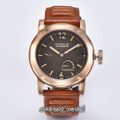 Rose Gold Case, Brown Leather Strap