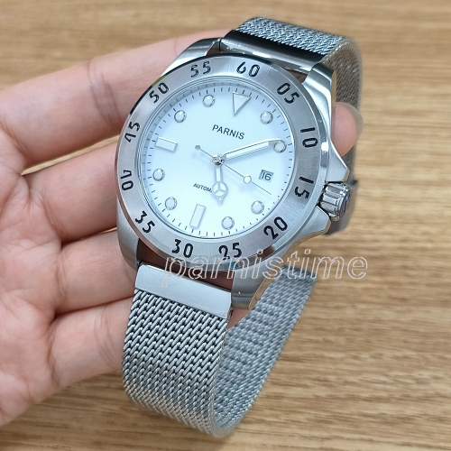 43mm Parnis 21 Jewels Miyota Automatic Movement Sapphire Mens Casual Watch 10ATM PA6028