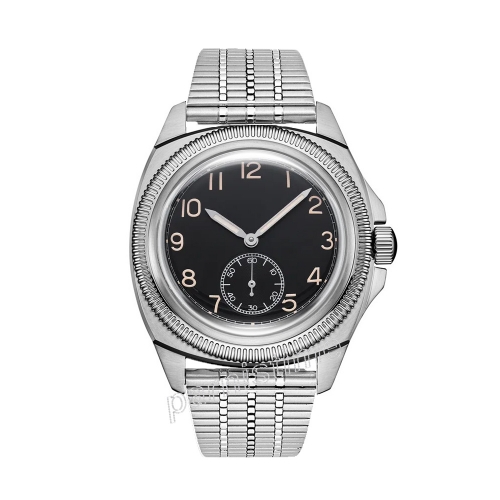 New Parnis 41mm Silver Case Mechanical Men Watch Black Leather Strap Automatic Self-Wind Men's Sports Watches