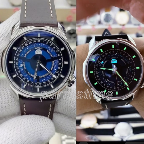 42mm Parnis Blue Romantic Starry Sky Dial Sapphire Crystal Men Stainless Steel Automatic Watch
