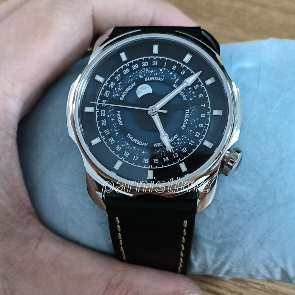 42mm Parnis Blue Romantic Starry Sky Dial Sapphire Crystal Men ...