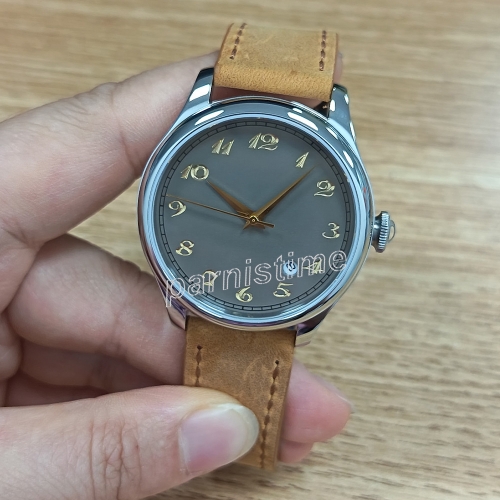 Parnis 39mm Miyota Automatic Men's Watch Sapphire Glass Leather Strap